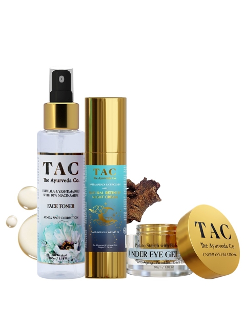 

TAC - The Ayurveda Co. Under Eye Gel Cream, Retinol Night Cream & Niacinamide Toner, Transparent