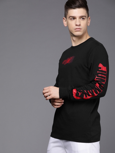 

Nike Men Black Red Printed Pure Cotton T-shirt