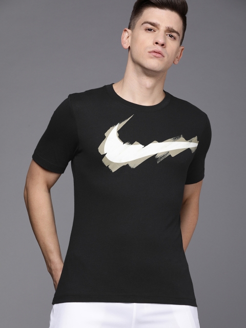 

Nike Men Black & White Brand Logo Printed T-shirt