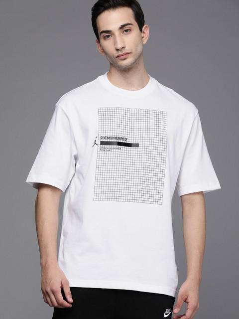 

Nike Men White Black Printed M J 23ENG SS CREW Pure Cotton T-shirt