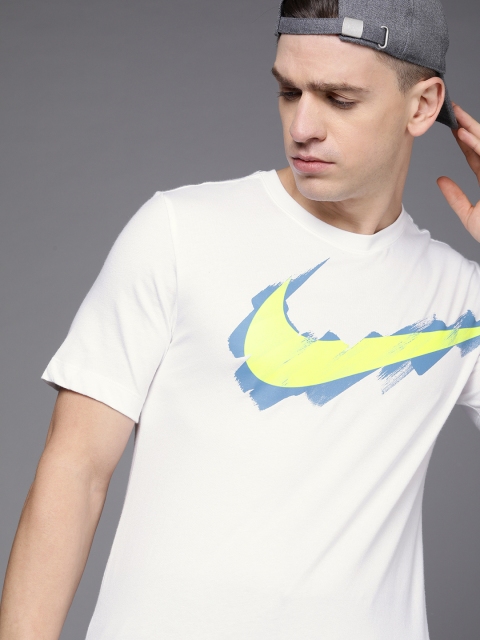 

Nike Men White Brand Logo Printed Dri-FIT T-shirt