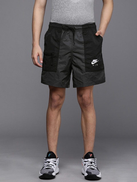 

Nike Men Black & Grey Colourblocked Mid-Rise Sports Shorts