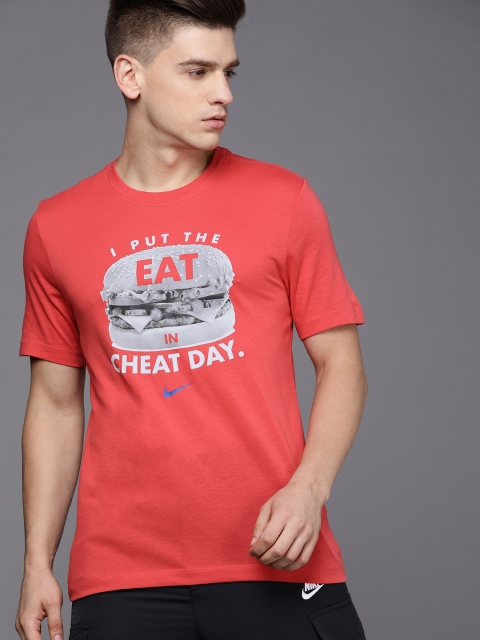 

Nike Men Red & Grey Typography Printed AS M NK DF HUMOR Training or Gym T-shirt
