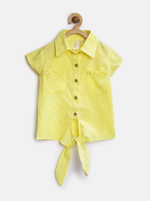 

StyleStone Girls Yellow Dobby Weave Shirt