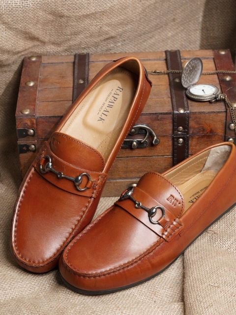 

RAPAWALK Men Tan Leather Loafers