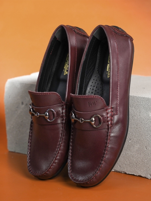 

RAPAWALK Men Burgundy Leather Loafers