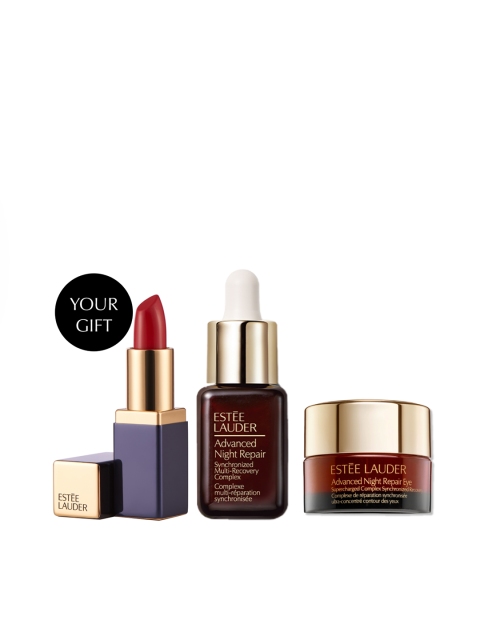 

Estee Lauder Mini Set Of Color Envy Lipstick-Night Repair Serum & Eye Gel, Maroon