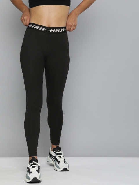 

HRX By Hrithik Roshan Running Women Jet Black Rapid-Dry Solid Tights