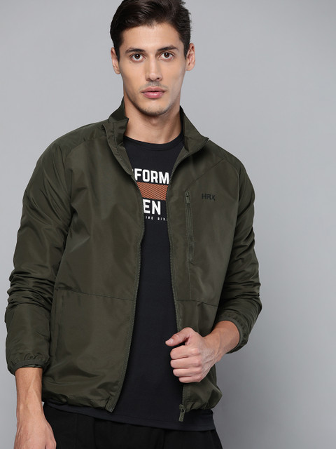 

HRX By Hrithik Roshan Training Men Olive Green Rapid-Dry Solid Jacket