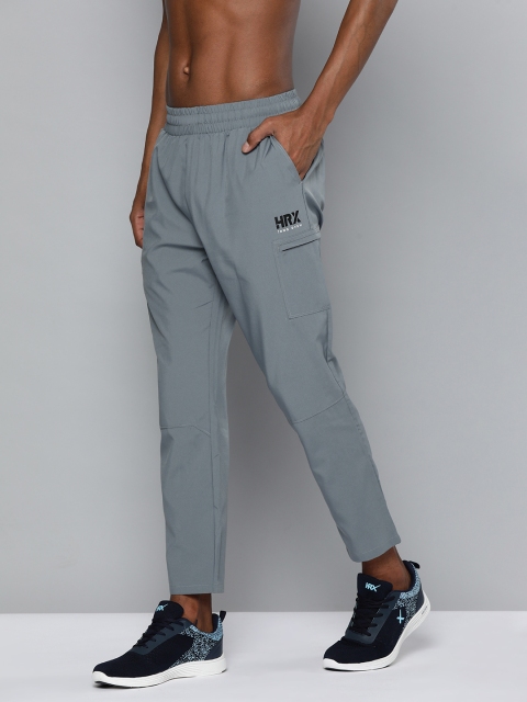 

HRX By Hrithik Roshan Training Men Pewter Rapid-Dry Brand Carrier Track Pants, Grey