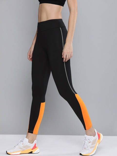 

HRX By Hrithik Roshan Running Women Jet Black Rapid-Dry colourblock Tights