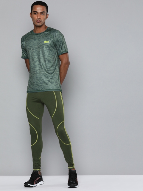 

HRX By Hrithik Roshan Training Men kombu green Rapid-Dry Graphic Tights, Olive