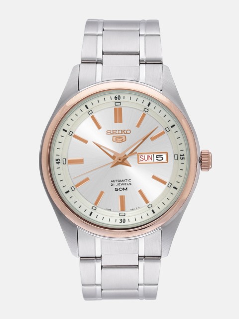 

SEIKO Men Off-White Skeleton Multifunction Dial Watch SNKN90K1