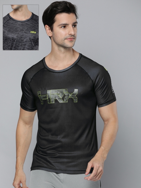 

HRX By Hrithik Roshan Training Men Jet Black Reversible AOP Tshirts