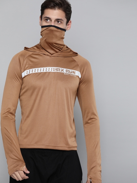 

HRX By Hrithik Roshan Running Men aries Rapid-Dry Typography Tshirts, Brown