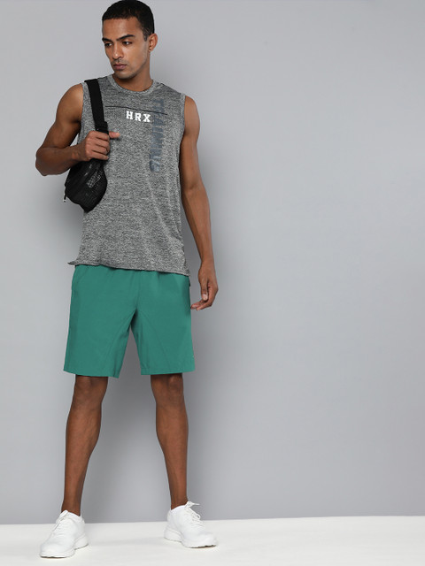 

HRX By Hrithik Roshan Training Men Green Rapid-Dry Solid Shorts