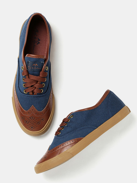 

Mast & Harbour Men Navy & Brown Colourblocked Sneakers, Navy blue