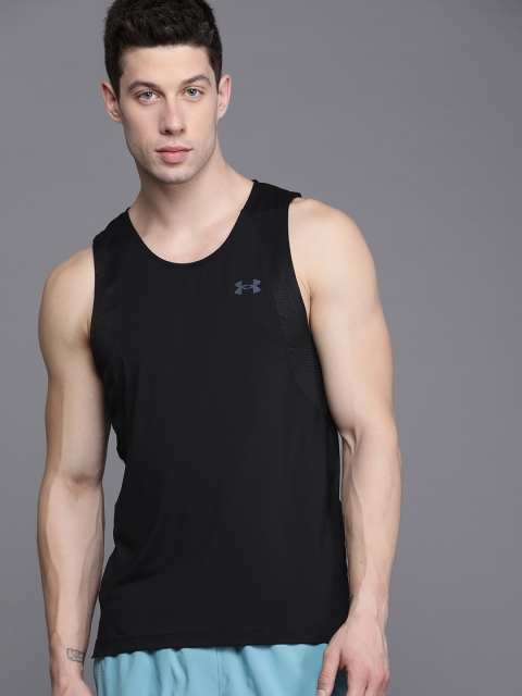 

UNDER ARMOUR Men Black Brand Logo Iso-Chill Run Singlet T-shirt