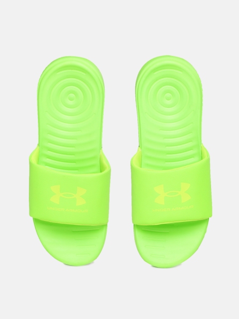 

UNDER ARMOUR Men Fluorescent Green Ansa Fixed Brand Logo Print Sliders