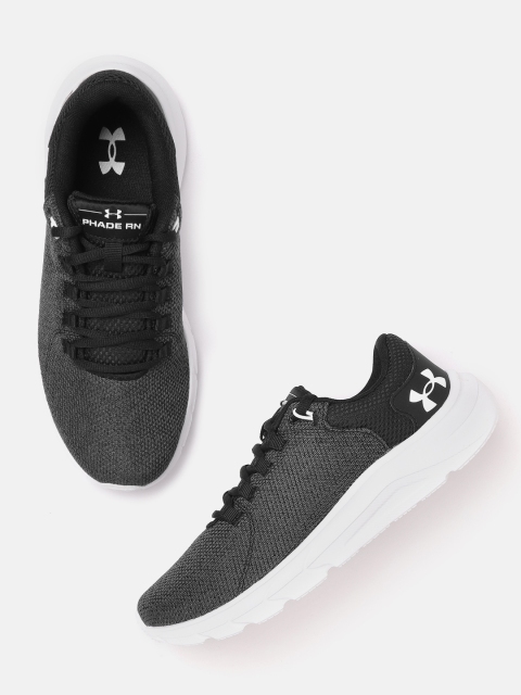 

UNDER ARMOUR Women Charcoal Grey & Black Woven Design Phade Running Shoes