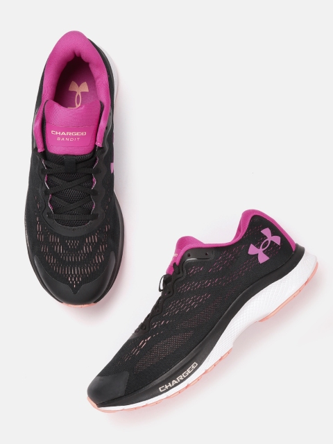 

UNDER ARMOUR Women Black Woven Design Charged Bandit 6 Running Shoes