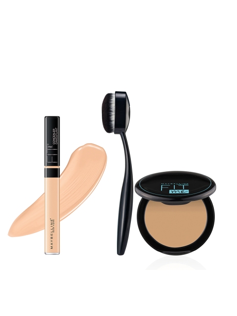 

Maybelline Set of Fit Me Concealer 20, Natural Beige Compact & Foundation Brush, Black
