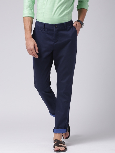 

True Blue Men Navy Solid Regular Fit Chino Trousers, Navy blue
