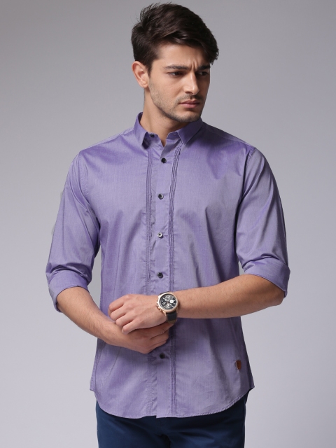 

True Blue Men Purple Regular Fit Solid Casual Shirt