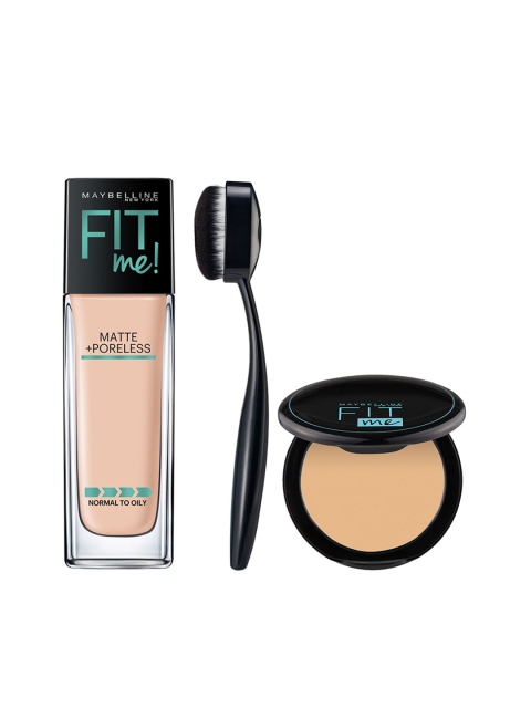 

Maybelline New York Fit Me Foundation 115 & Compact 128 with Master Foundation Brush, Beige