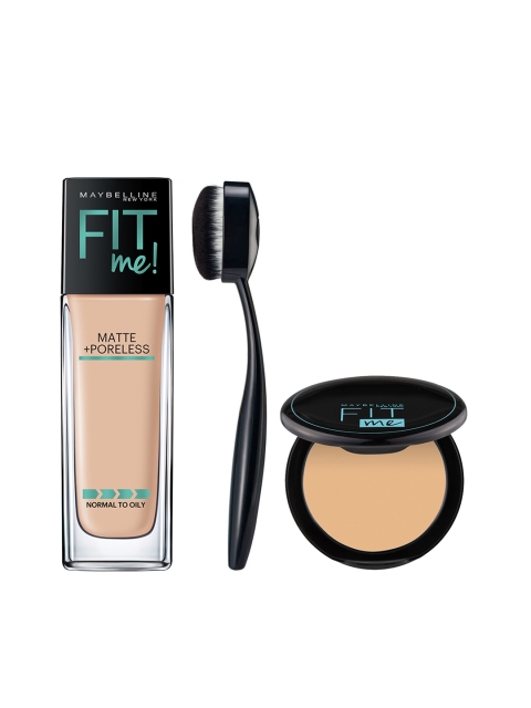 

Maybelline New York Fit Me Foundation 120 & Compact 128 with Master Foundation Brush, Beige