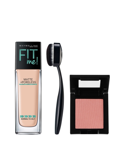 

Maybelline Set of Liquid Foundation - Ivory 115 & Fit Me Blush- 16 Rosy Nude with Brush, Beige