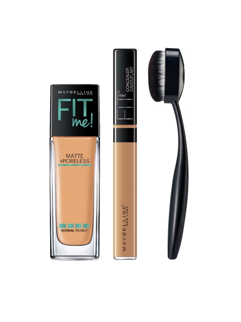 

Maybelline New York Fit Me Foundation 310 & Honey Concealer with Master Foundation Brush, Beige