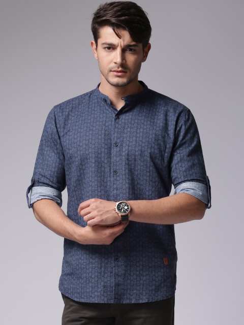 

True Blue Men Blue Printed Regular Fit Casual Shirt