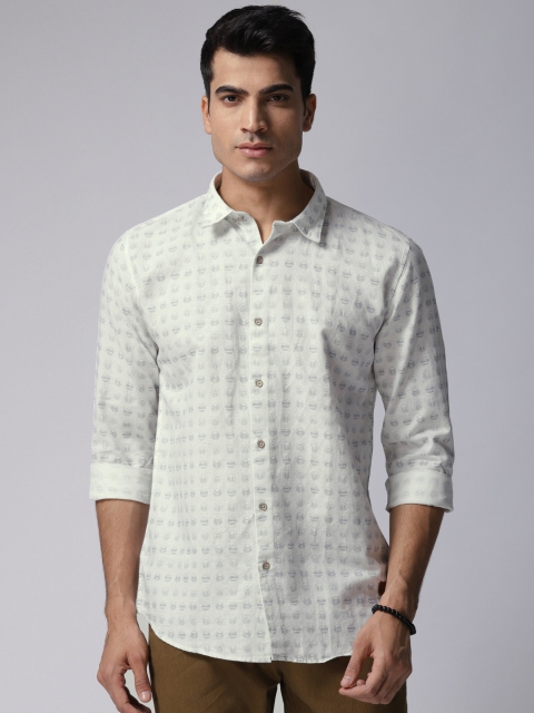 

True Blue Men Off-White Regular Fit Printed Casual Shirt