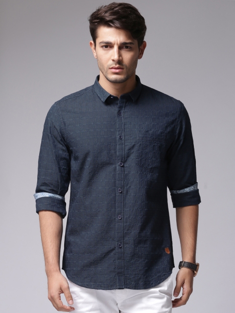 

True Blue Men Navy Regular Fit Casual Shirt, Navy blue