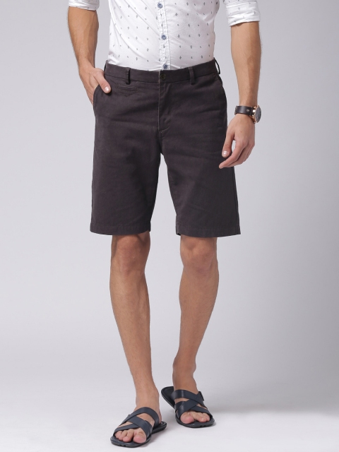 True Blue Men Dark Purple Solid Regular Fit Chino Shorts