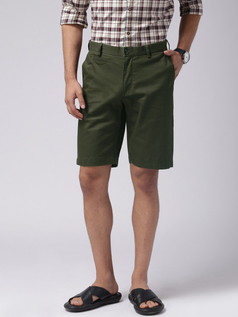 

True Blue Men Olive Green Solid Regular Fit Chino Shorts
