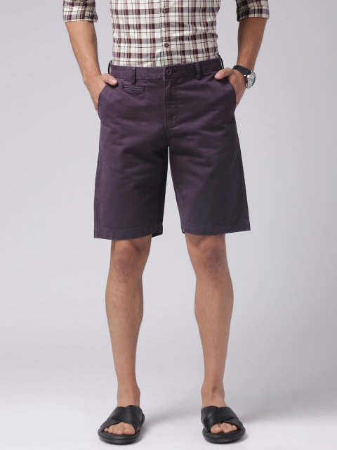 

True Blue Men Burgundy Solid Regular Fit Chino Shorts