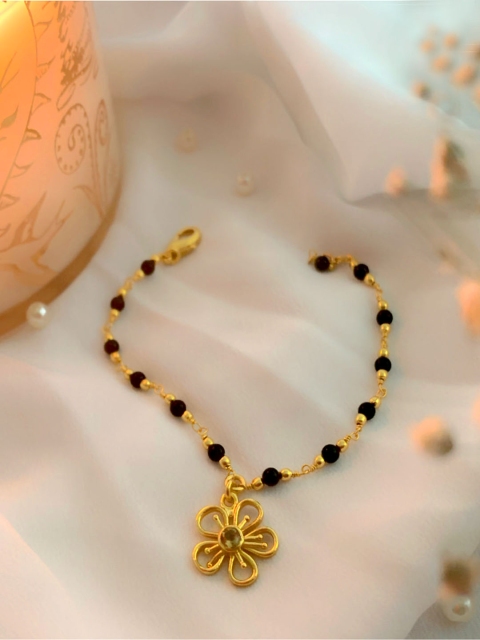 

Amaltaas Women Gold-Toned & Black Brass Citrine Handcrafted Charm Bracelet