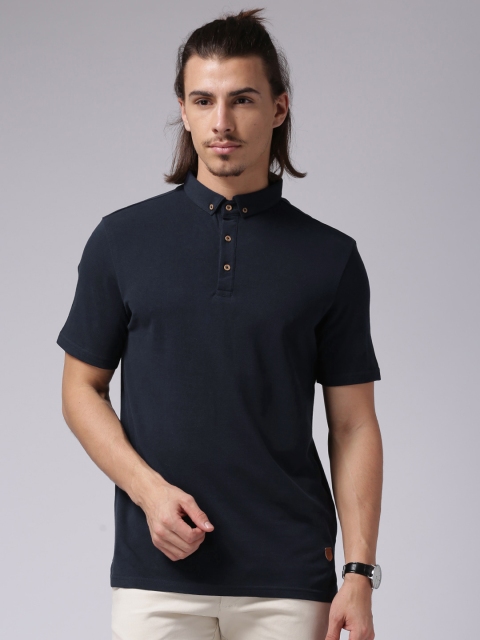 

True Blue Men Navy Solid Polo T-Shirt, Navy blue