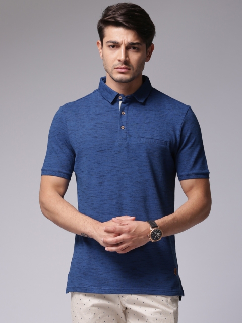 

True Blue Men Blue Solid Polo T-Shirt