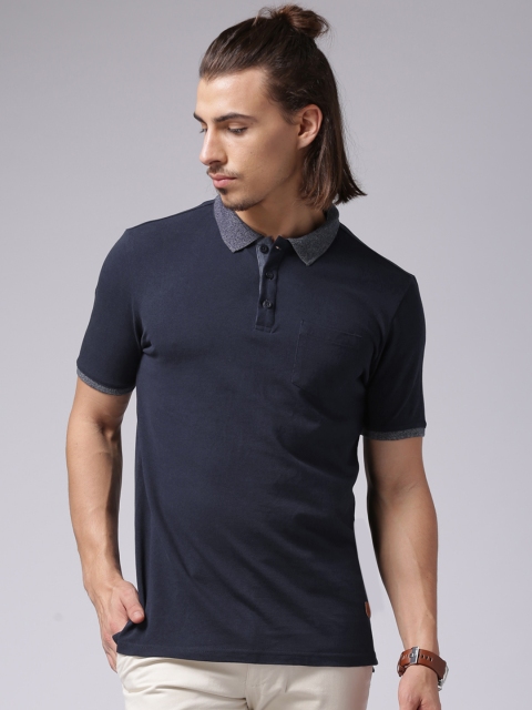 

True Blue Men Navy Solid Polo T-Shirt, Navy blue
