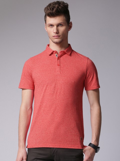 

True Blue Men Coral Red Solid Polo T-Shirt