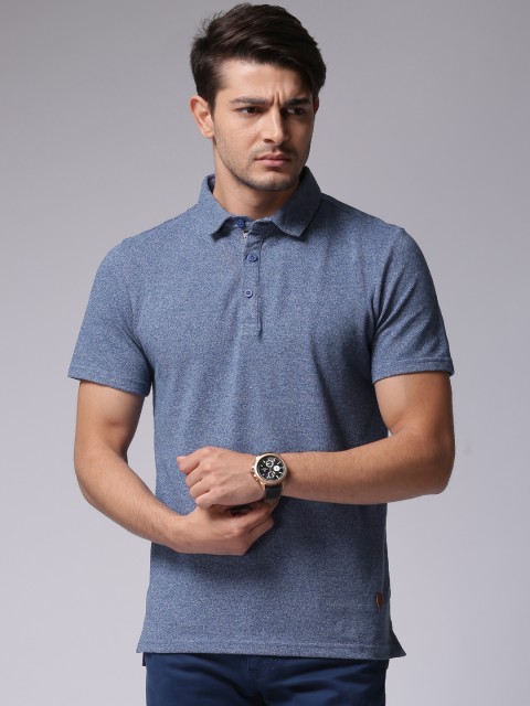 

True Blue Men Blue Solid Polo T-Shirt