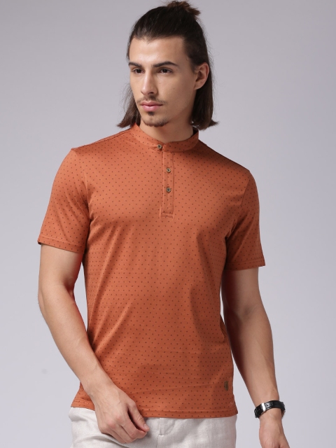 

True Blue Men Orange Printed T-Shirt