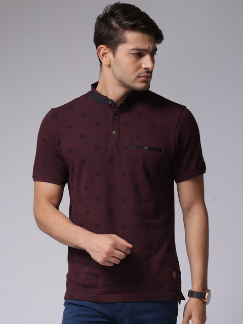 

True Blue Men Burgundy Printed T-Shirt, Maroon
