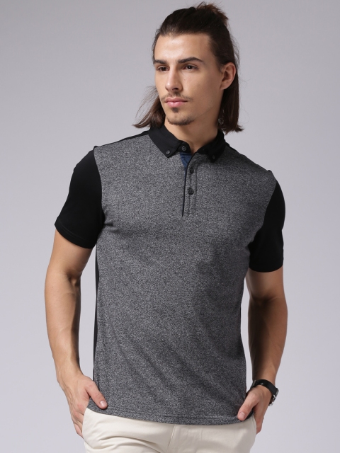 

True Blue Men Grey & Black Polo T-Shirt