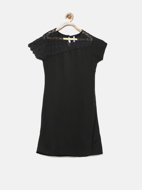 

YK Girls Black Solid A-Line Dress