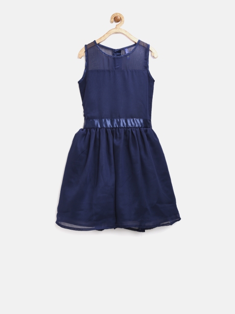 

YK Girls Navy Fit and Flare Dress, Navy blue
