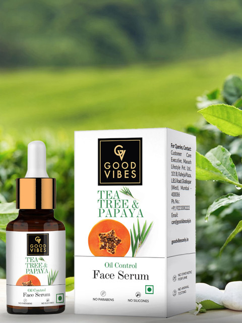 

Good Vibes Tea Tree & Papaya Oil Control Face Serum 10 ml, Transparent